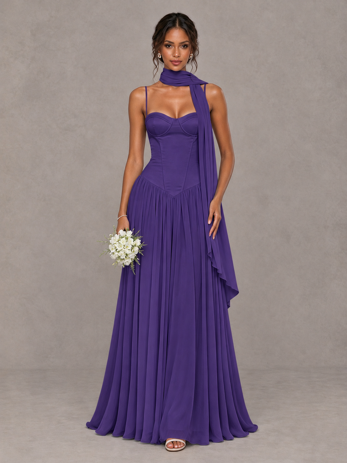 BOLODOO Regency Corset Bridesmaid Dress with Scarf - Regency - Regency (1)