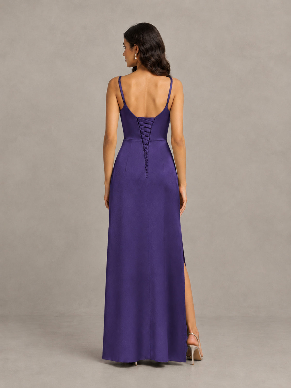 BOLODOO Regency Cowl Neck Satin Bridesmaid Dress with Slit - Regency - Regency (2)