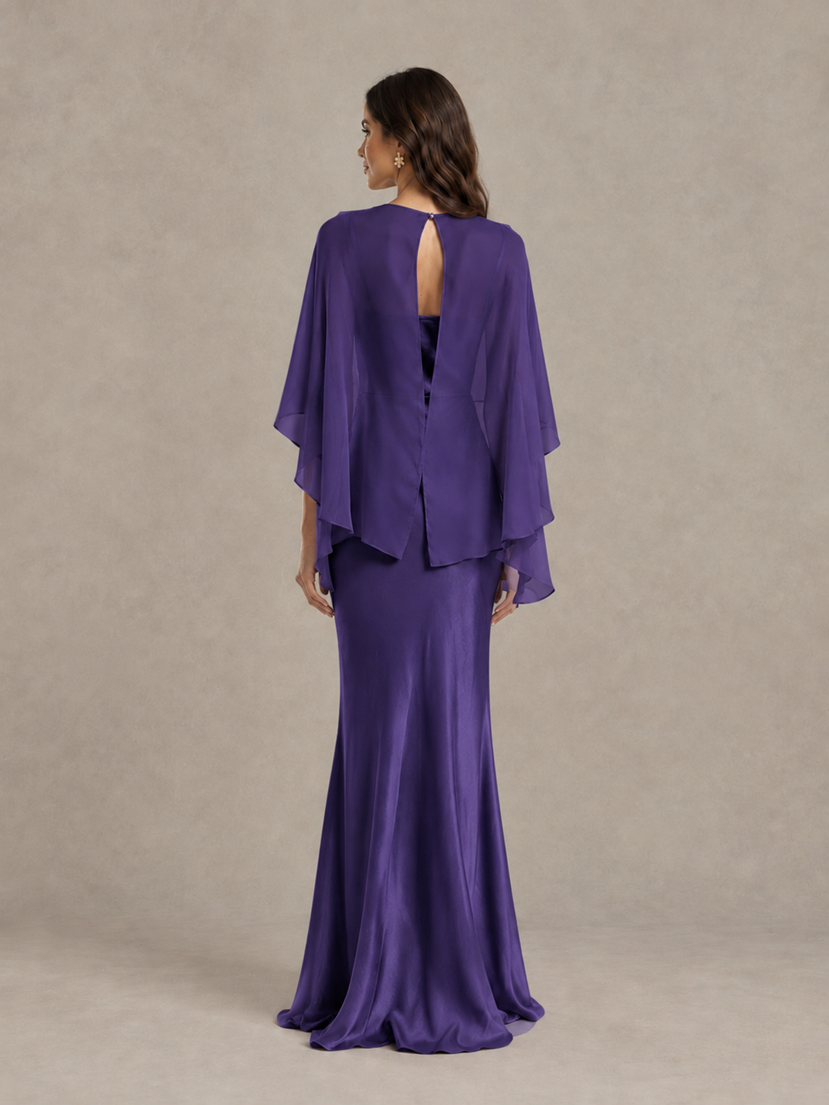 BOLODOO Regency Satin Mermaid Bridesmaid Dress with Chiffon Cape - Regency - Regency (2)