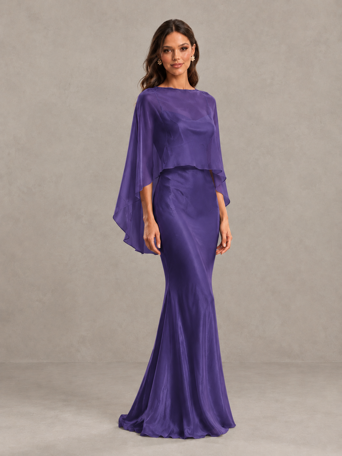 BOLODOO Regency Satin Mermaid Bridesmaid Dress with Chiffon Cape - Regency - Regency (4)