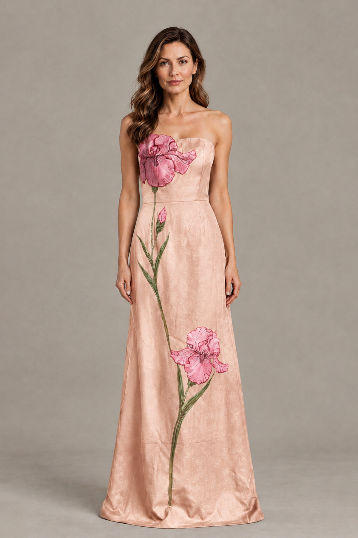 BOLODOO Rose Gold Strapless Floral Mother of the Bride Gown - Rose Gold - Rose Gold_01