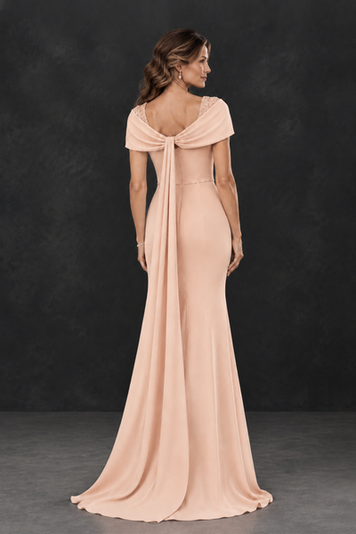 BOLODOO Rose Gold Mother of the Bride Dress with Draped Cape Detail - Rose Gold - Rose_Gold_2