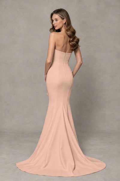 BOLODOO Rose Gold Strapless Mermaid Evening Dress with Ruffle Slit and Train - Rose Gold - Rose Gold_2