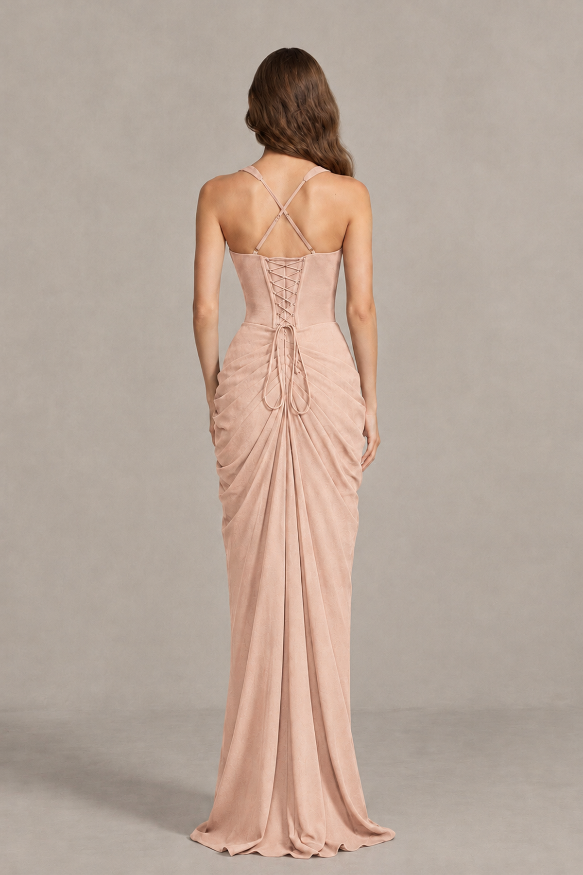 BOLODOO Rose Gold Sweetheart Maxi Dress with High Slit - Rose Gold - Rose_Gold_2