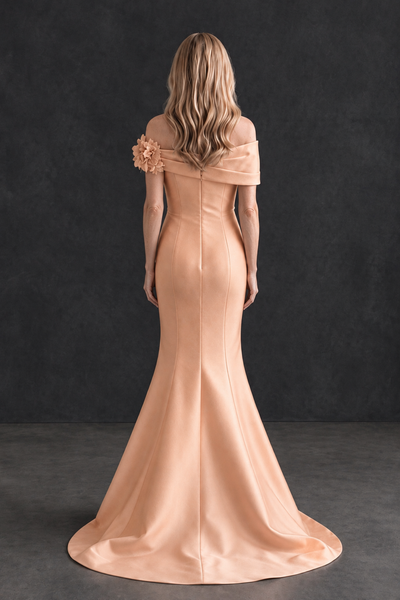 BOLODOO Rose Gold Off-Shoulder Floral Mermaid Mother of the Bride Dress - Rose Gold - Rose Gold_2