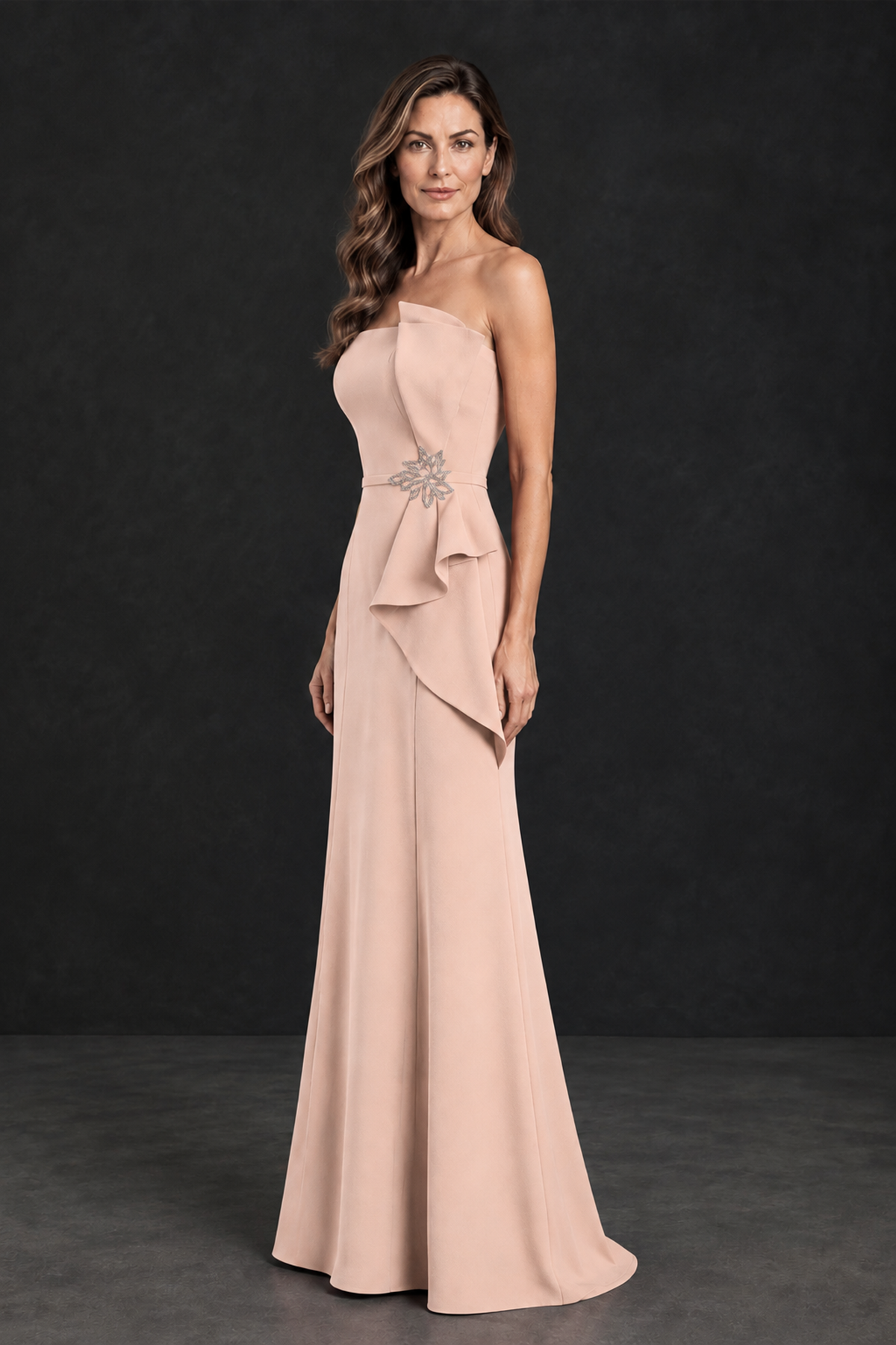 BOLODOO Rose Gold Strapless Mother of the Bride Dress with Ruffle Detail - Rose Gold - Rose_Gold_3