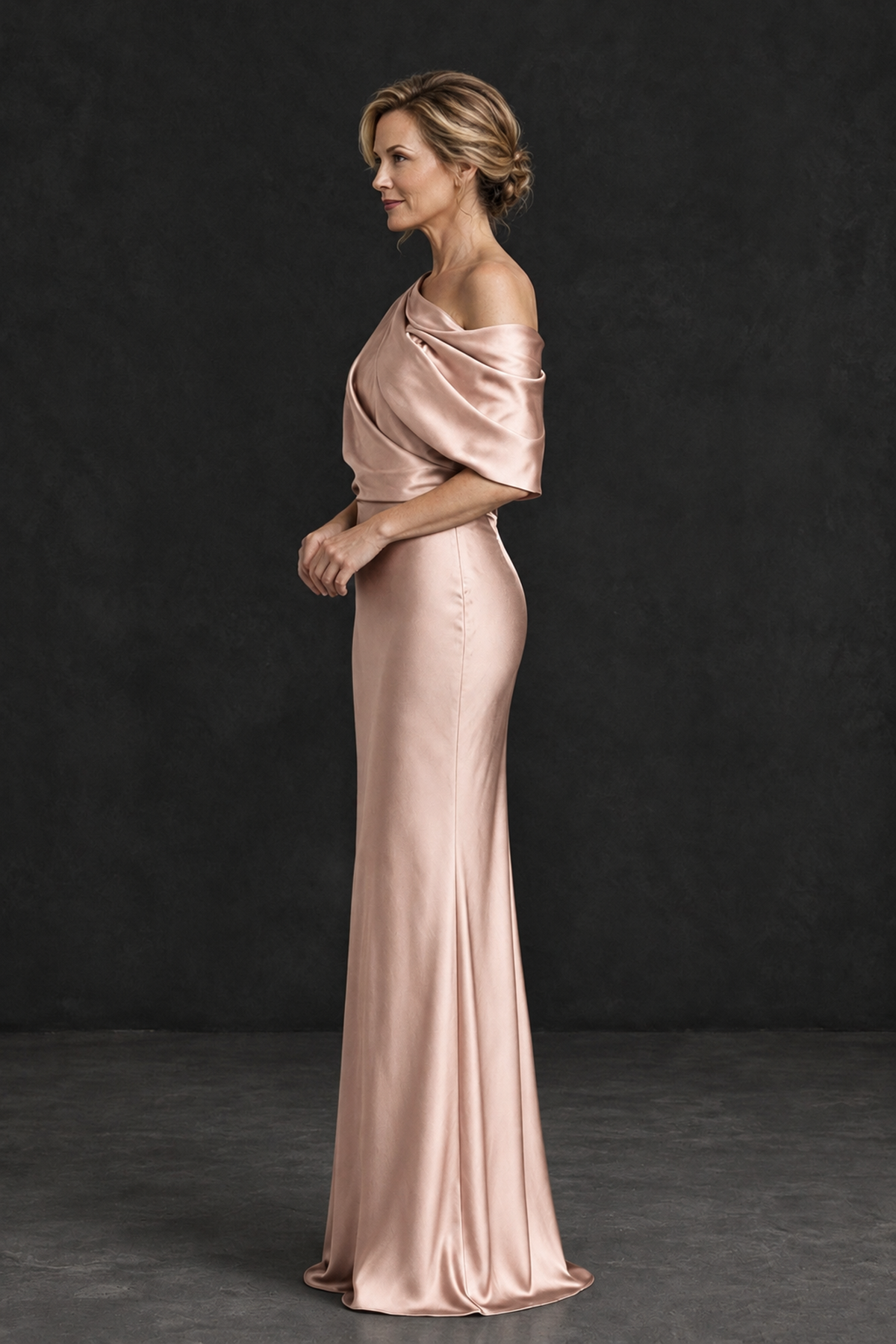BOLODOO Rose Gold Satin Asymmetric Mother of the Bride Dress - Rose Gold - Rose Gold_3