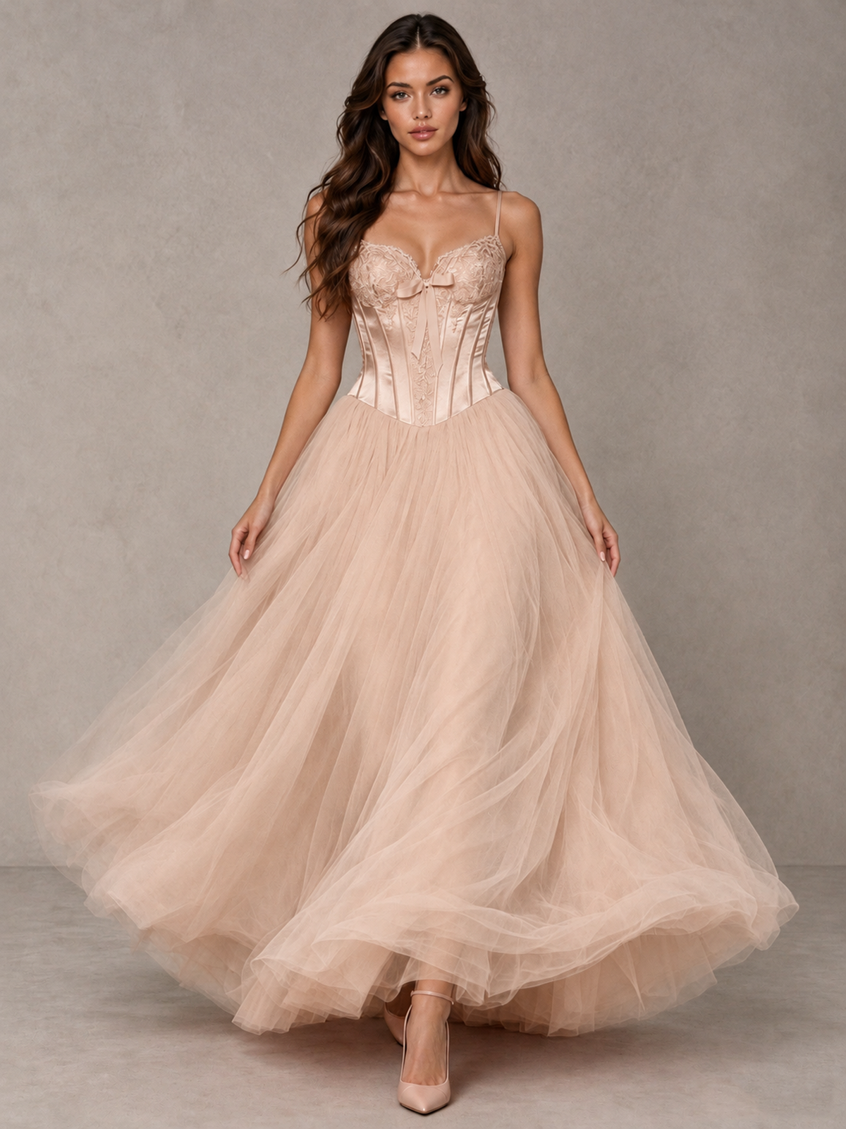 BOLODOO Rose Gold Corset Tulle Prom Dress with Spaghetti Straps - Rose Gold - Rose_Gold_4