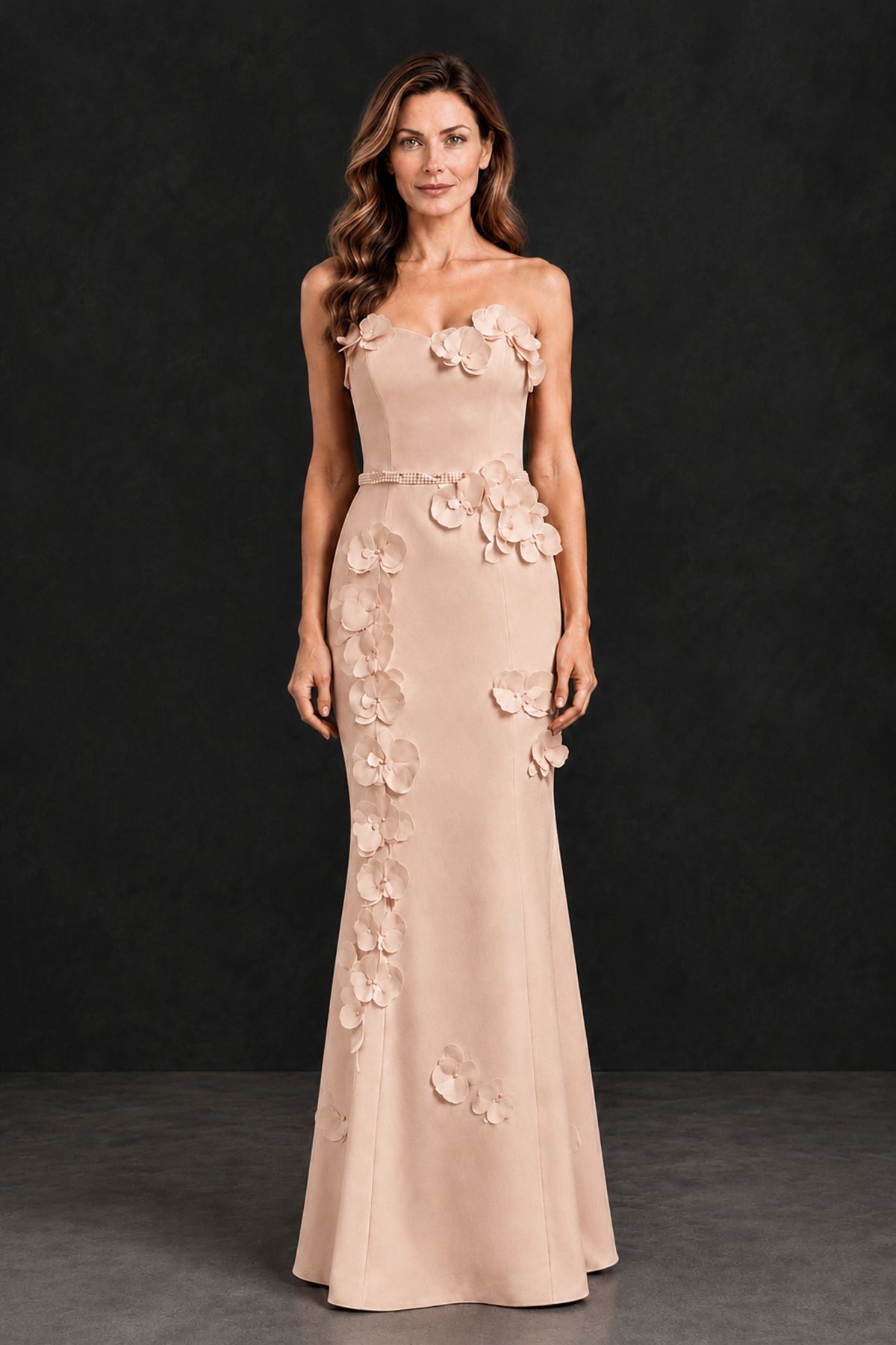BOLODOO Rose Gold Strapless Mother of the Bride Dress with 3D Floral Appliques - Rose Gold - Rose_Gold_4