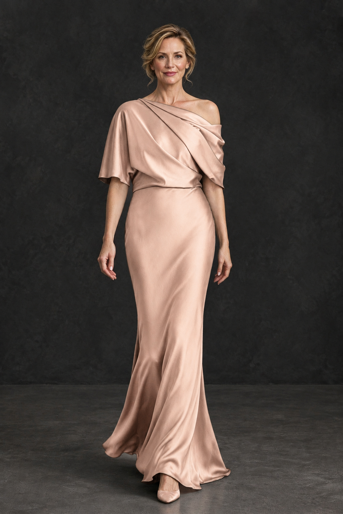 BOLODOO Rose Gold Satin Asymmetric Mother of the Bride Dress - Rose Gold - Rose Gold_4