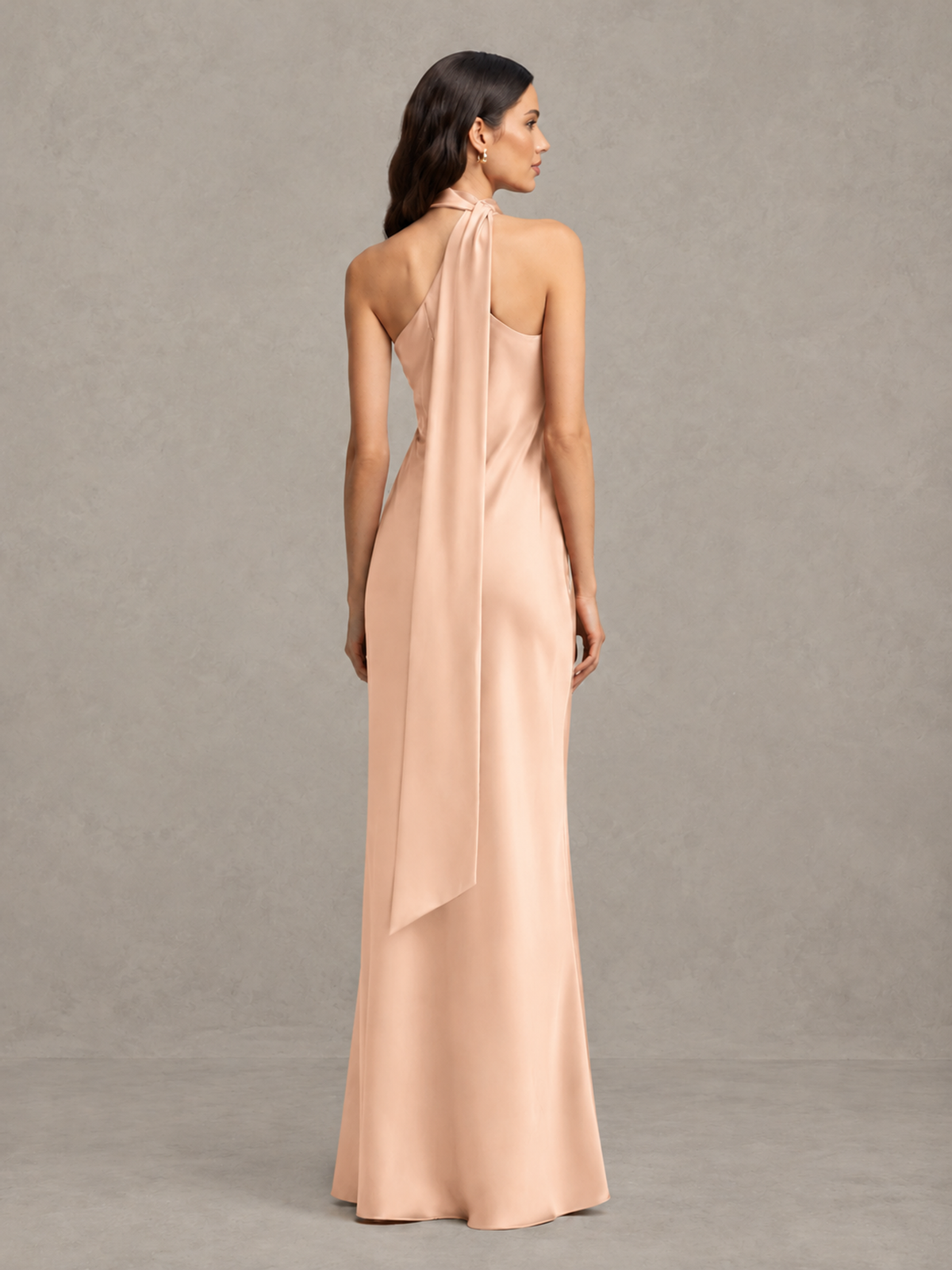 BOLODOO Rose Gold Satin One-Shoulder Bridesmaid Dress with Open Back - Rose Gold - Rose Gold (2)