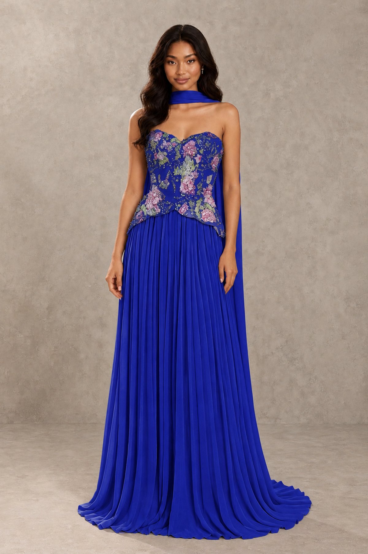 BOLODOO Royal Blue Strapless Beaded Floral Corset Chiffon Maxi Gown – Open Back Prom & Formal Evening Dress - Royal Blue - Royal Blue_01