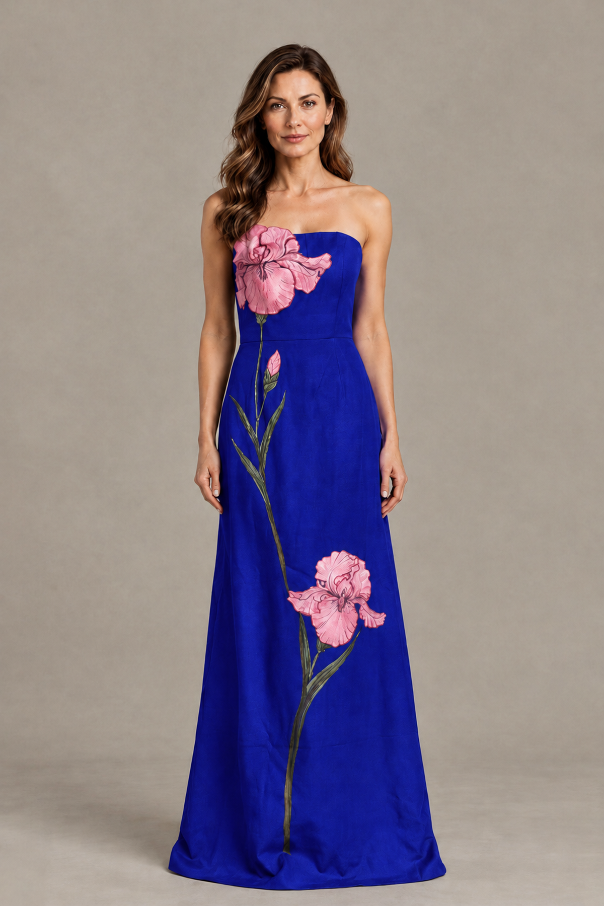BOLODOO Royal Blue Strapless Floral Mother of the Bride Gown - Royal Blue - Royal Blue_01