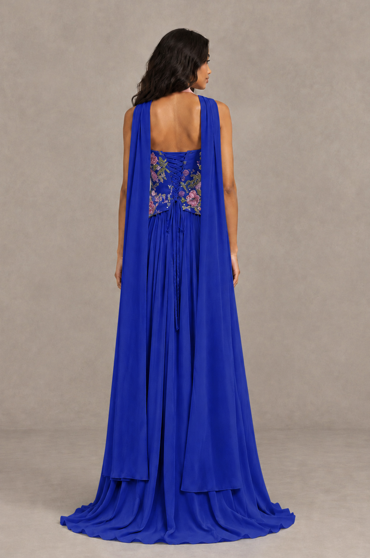 BOLODOO Royal Blue Strapless Beaded Floral Corset Chiffon Maxi Gown – Open Back Prom & Formal Evening Dress - Royal Blue - Royal Blue_02
