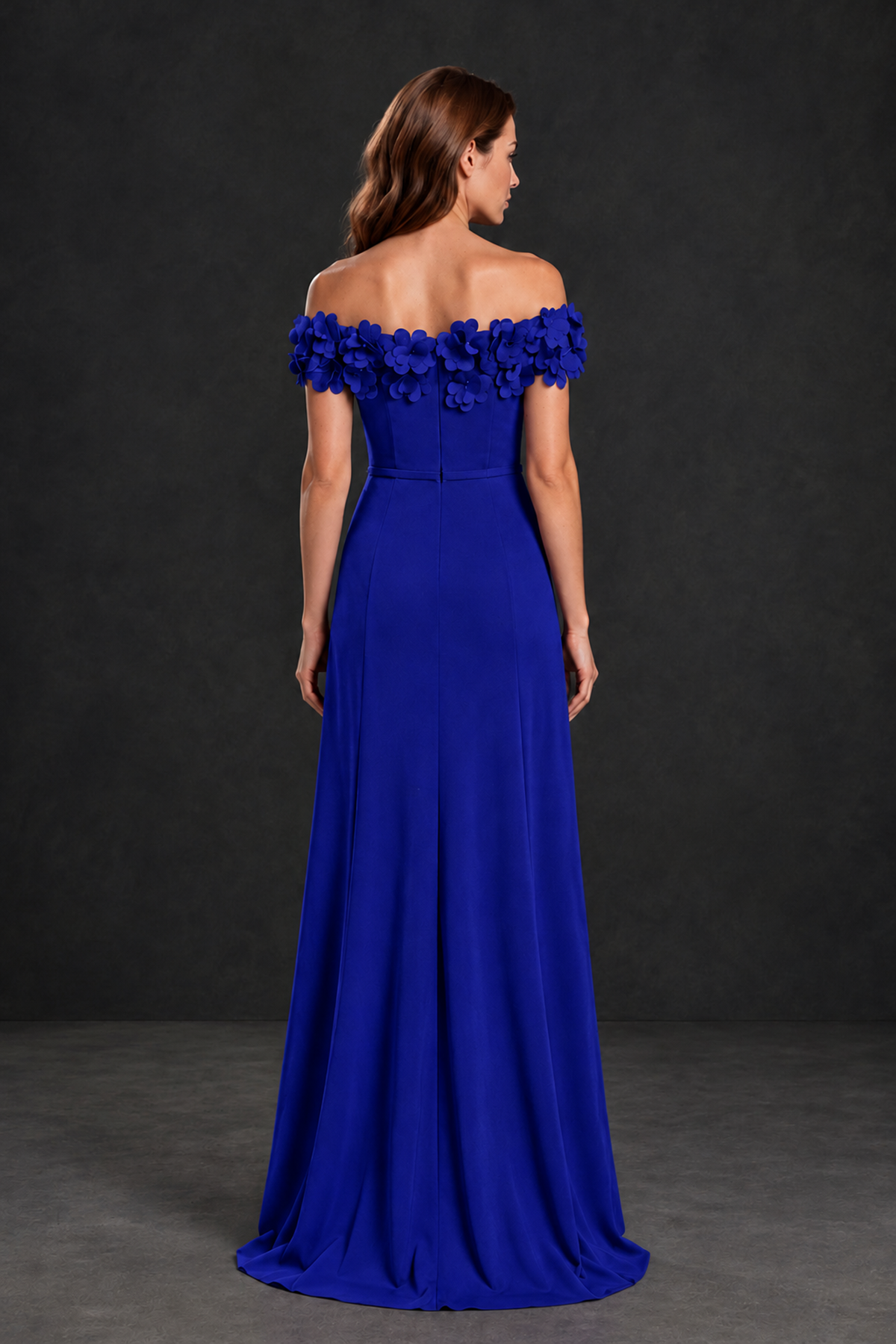 BOLODOO Royal Blue Off-the-Shoulder Mother of the Bride Dress with Floral Appliques - Royal Blue - Royal Blue_02