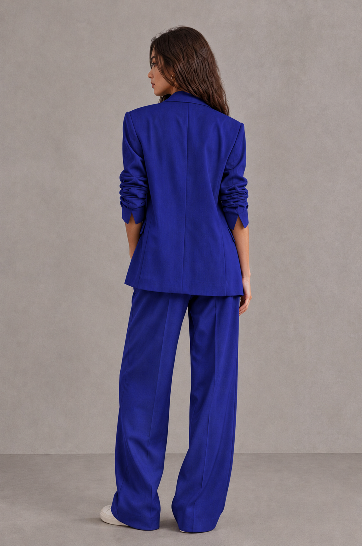 BOLODOO Royal Blue Brown Blazer & Wide-Leg Pants Suit for Women - Royal Blue - Royal Blue_02