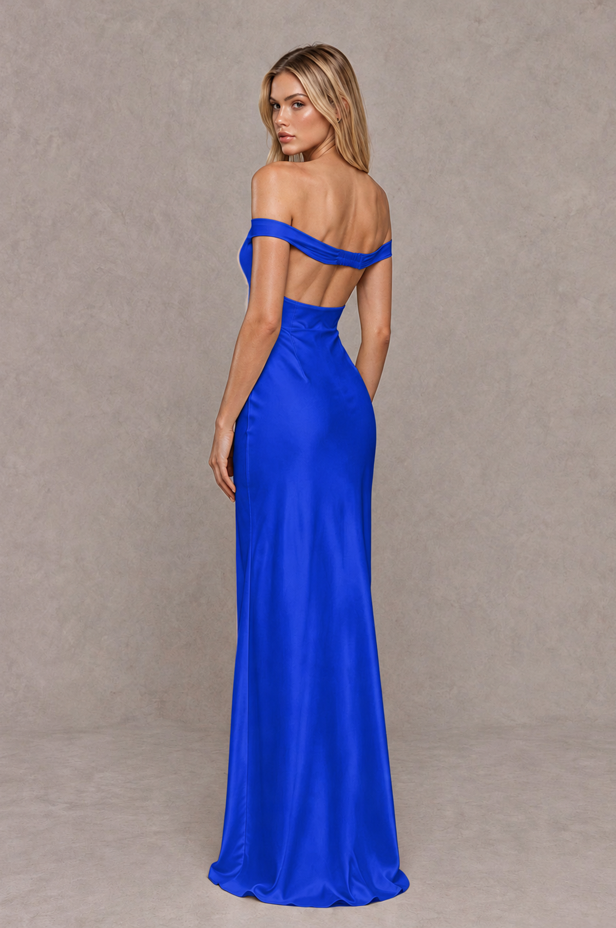 BOLODOO Royal Blue Off-Shoulder Open-Back Satin Evening Gown - Royal Blue - Royal Blue_02