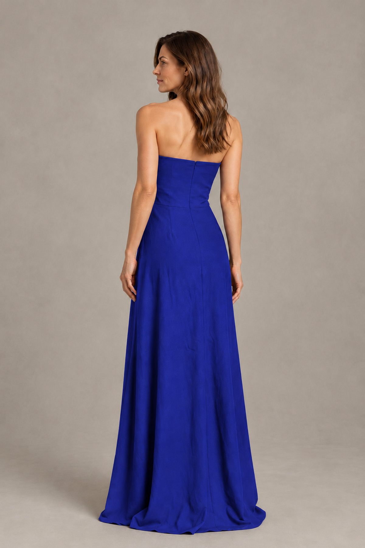 BOLODOO Royal Blue Strapless Floral Mother of the Bride Gown - Royal Blue - Royal Blue_02