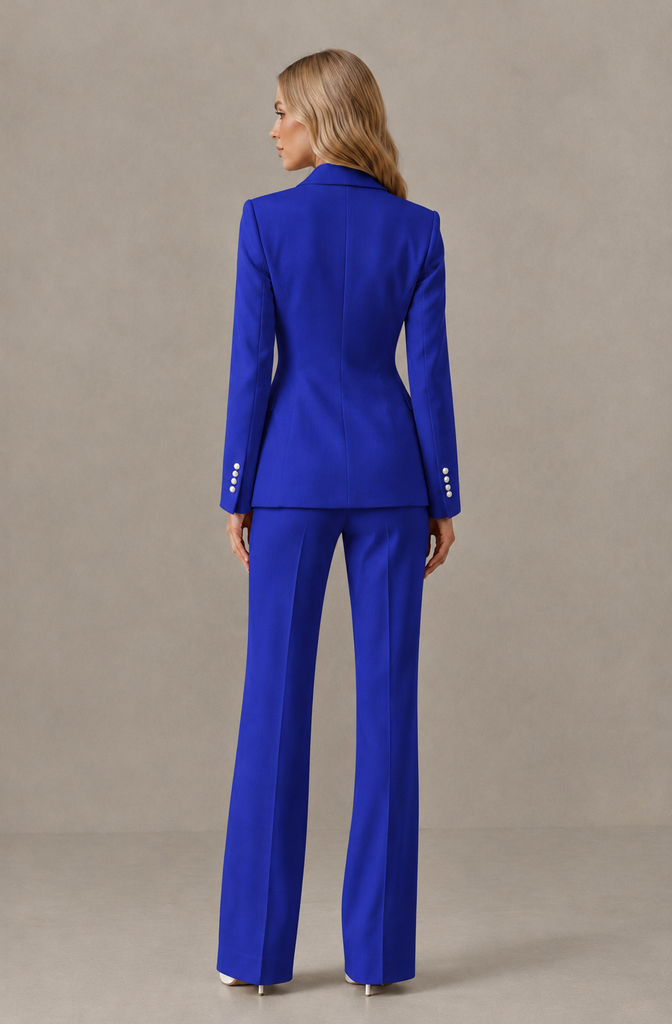 BOLODOO Royal Blue Women's Three-Piece Pantsuit with Blazer & Vest - Royal Blue - Royal Blue_02