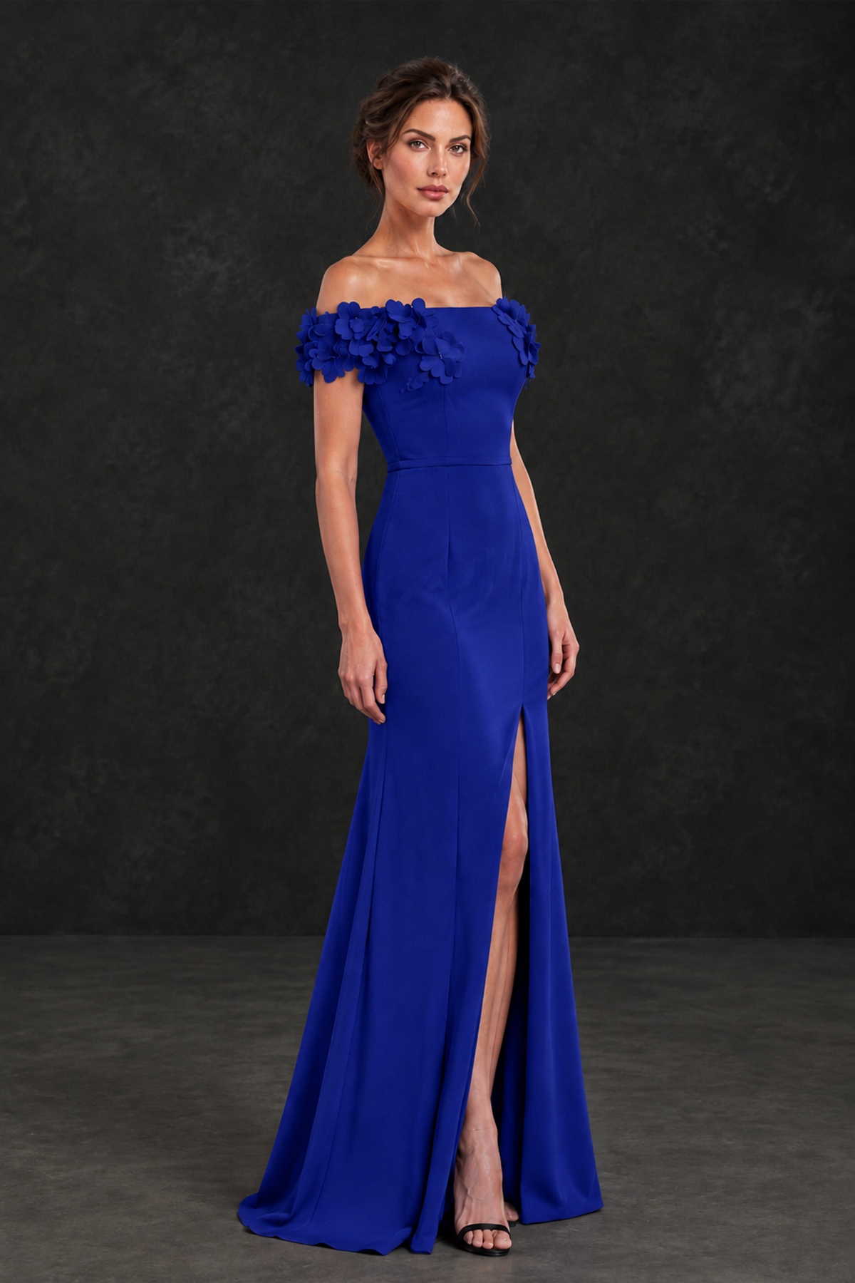 BOLODOO Royal Blue Off-the-Shoulder Mother of the Bride Dress with Floral Appliques - Royal Blue - Royal Blue_03