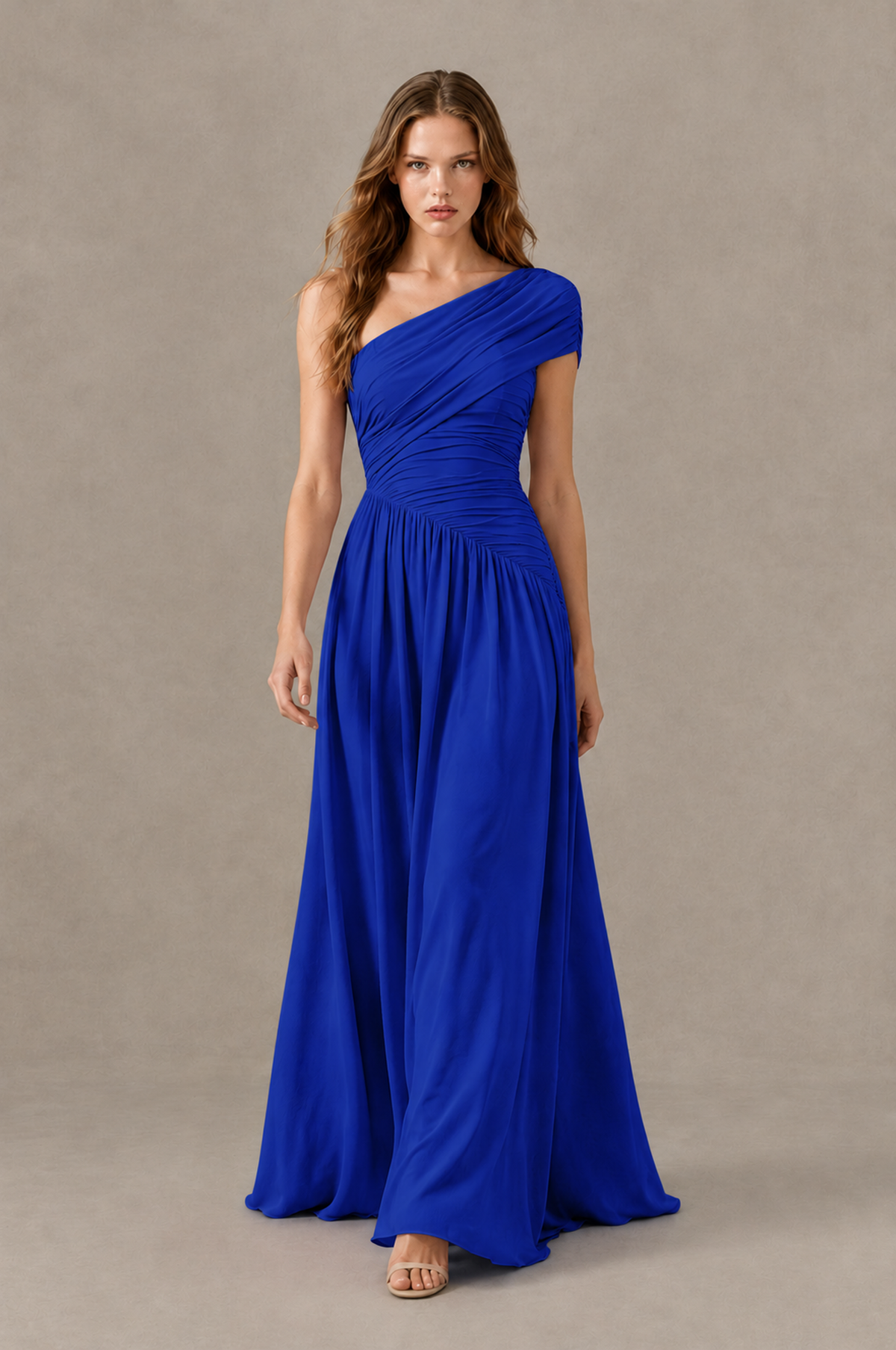 BOLODOO Royal Blue One-Shoulder Ruched Floor-Length Bridesmaid Dress - Royal Blue - Royal Blue_03