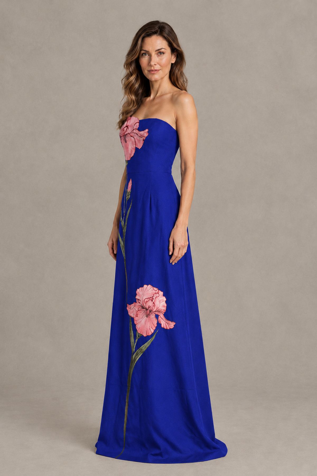 BOLODOO Royal Blue Strapless Floral Mother of the Bride Gown - Royal Blue - Royal Blue_03