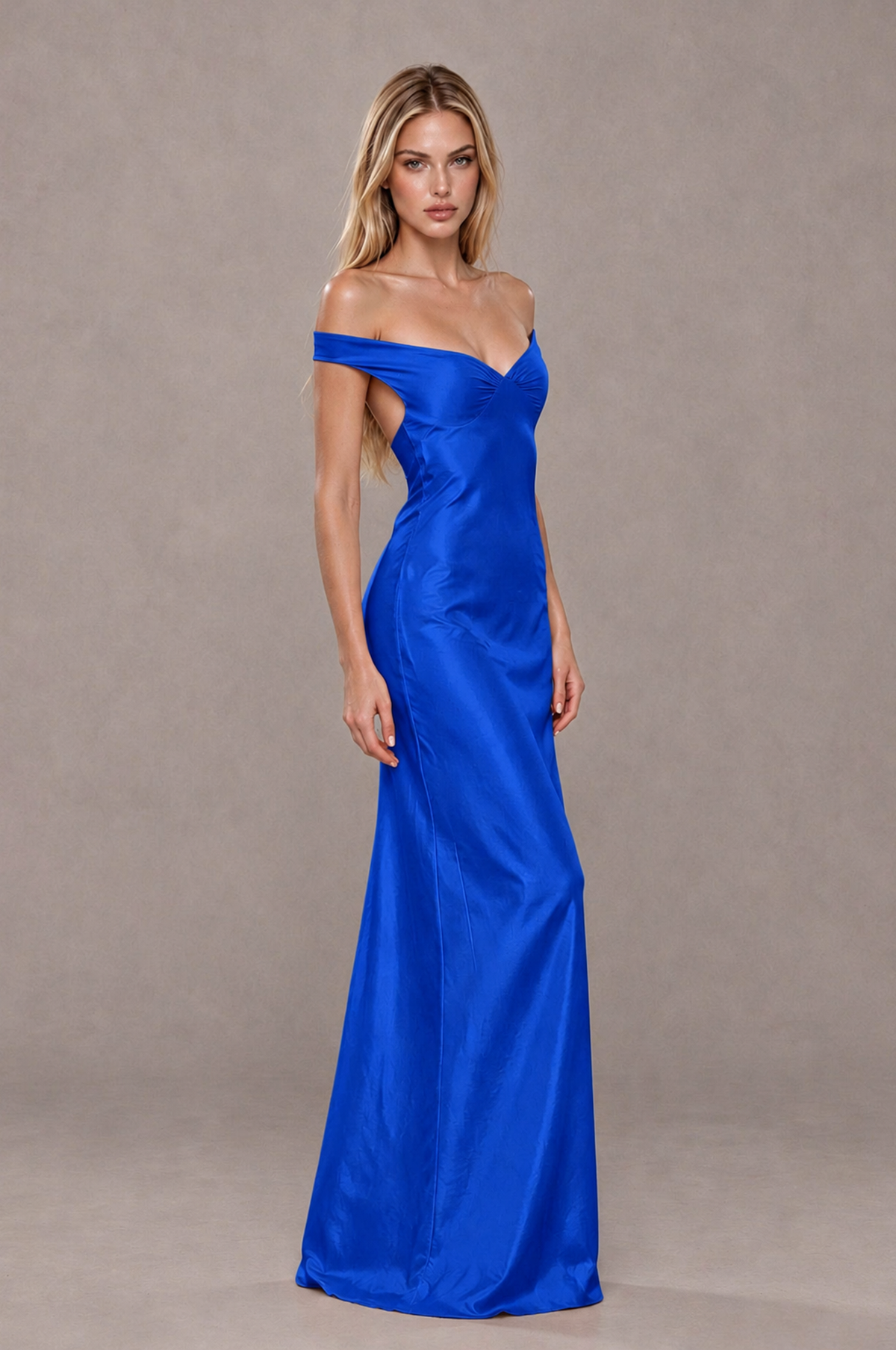 BOLODOO Royal Blue Off-Shoulder Open-Back Satin Evening Gown - Royal Blue - Royal Blue_04