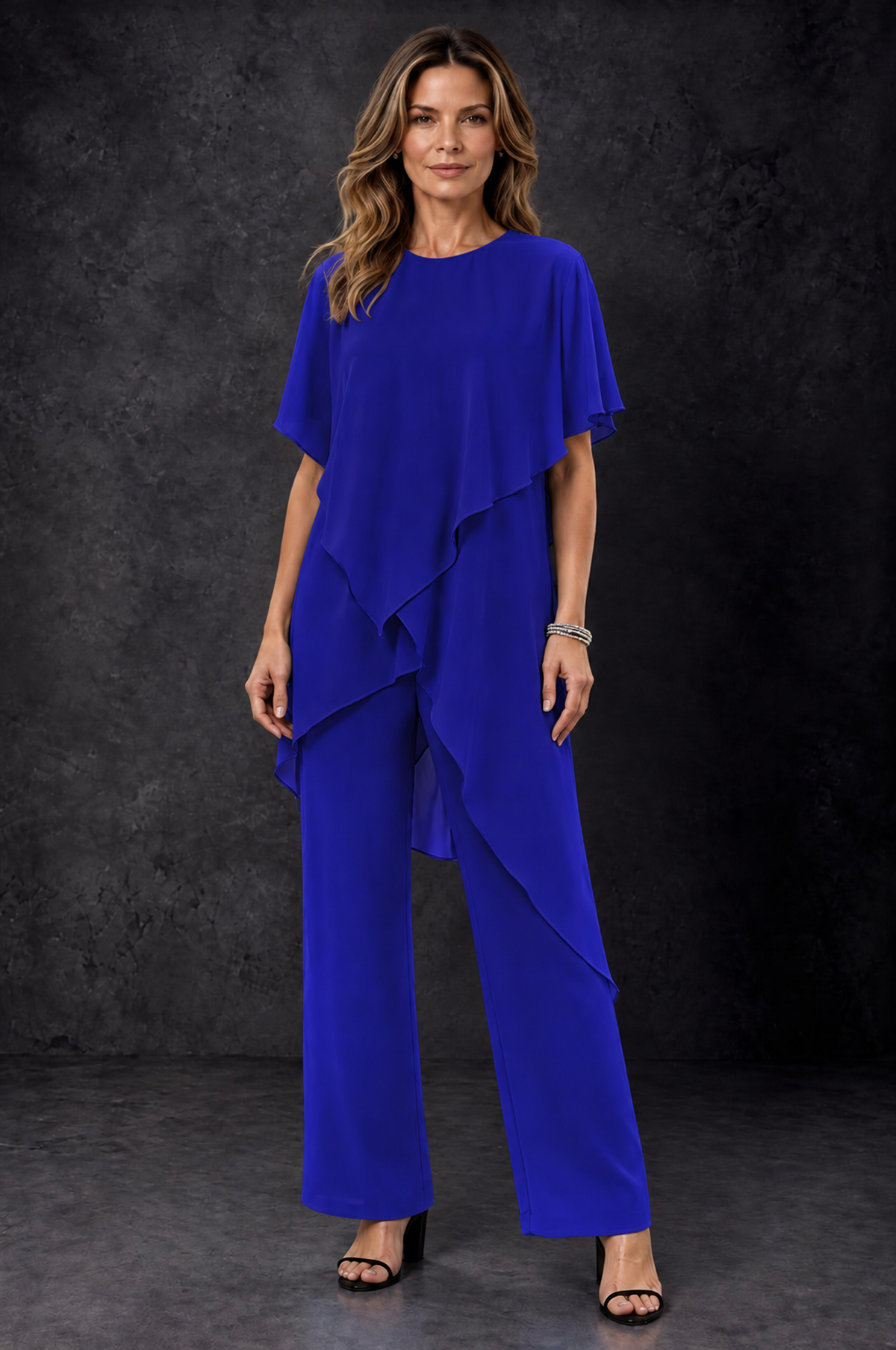 BOLODOO Royal Blue Chiffon Two Piece Mother of the Bride Pant Suit - Royal Blue - Royal_Blue_1