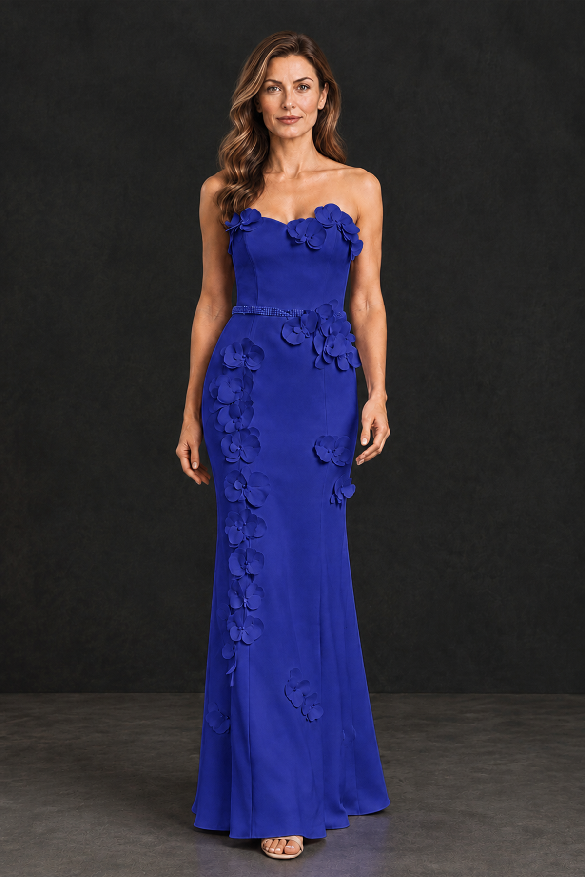 BOLODOO Royal Blue Strapless Mother of the Bride Dress with 3D Floral Appliques - Royal Blue - Royal_Blue_1