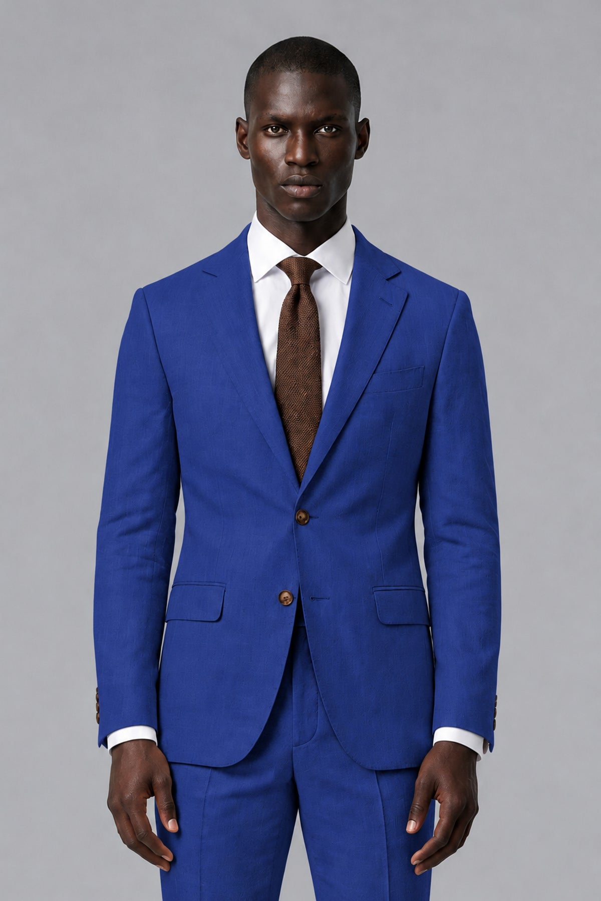 Men's Royal Blue Two-Piece Notch Lapel Suit - Royal Blue - Royal Blue_1