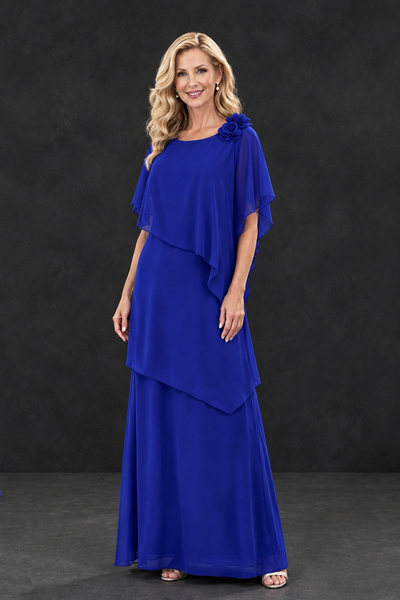 BOLODOO Royal Blue Tiered Flutter Sleeve Mother of the Bride Maxi Dress - Royal Blue - Royal Blue_1