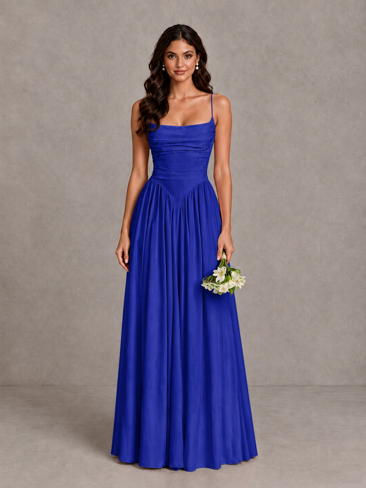 BOLODOO Royal Blue Lace-Up Back A-Line Bridesmaid Dress - Royal Blue - Royal Blue_1