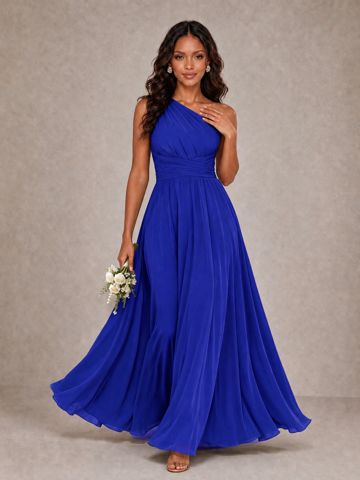 BOLODOO Royal Blue One-Shoulder A-Line Bridesmaid Dress - Royal Blue - Royal Blue_1