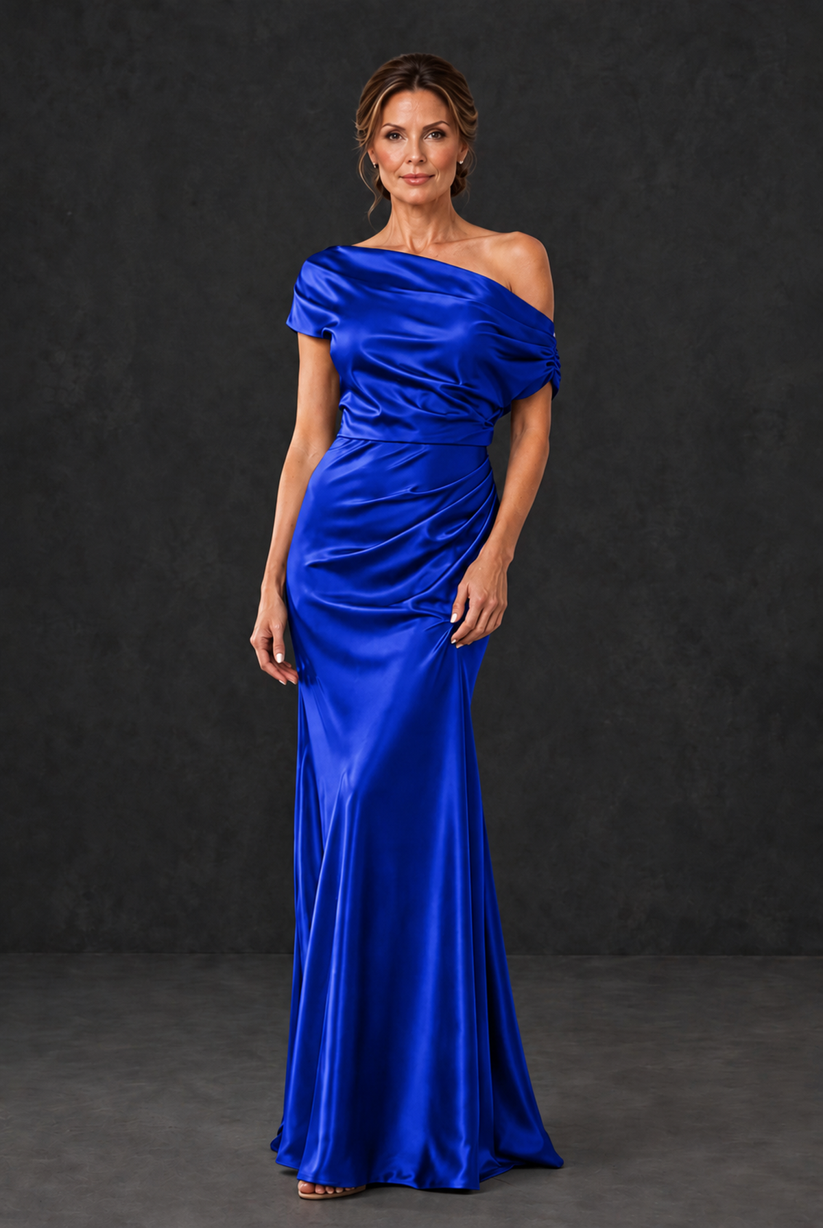 BOLODOO Royal Blue Asymmetric Ruched Mother of the Bride Dress - Royal Blue - Royal_Blue_1