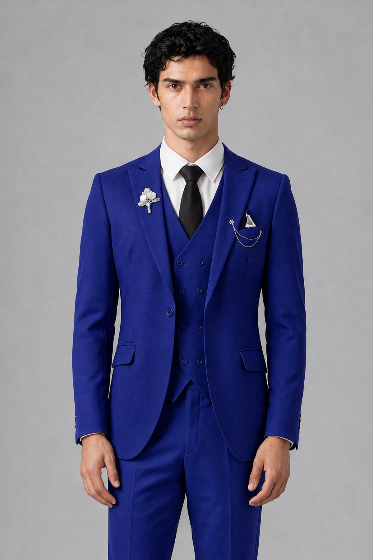 Bolodoo Men's Royal Blue 2-Piece Suit – Notch Lapel Jacket & Trousers - Royal Blue - Royal_Blue_1