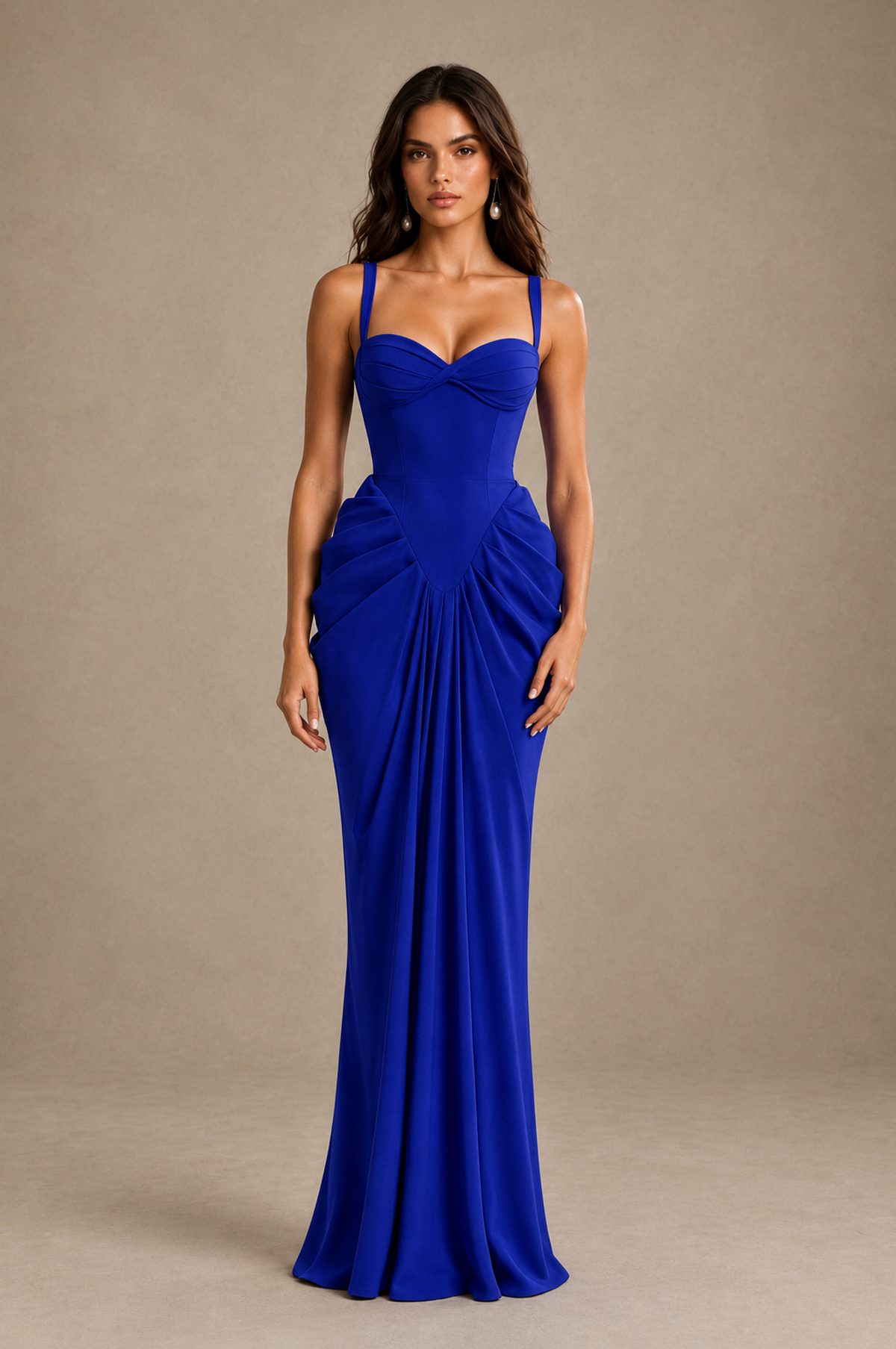 BOLODOO Royal Blue Sweetheart Ruched Lace-Up Back Evening Gown - Royal Blue - Royal_Blue_1