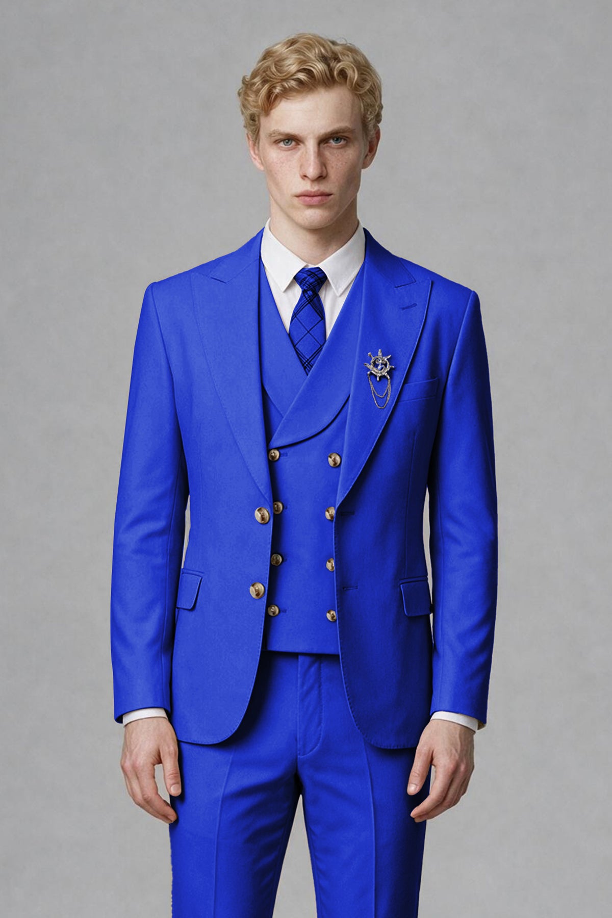 BOLODOO Men's Royal Blue Two-Piece Wedding Suit – Jacket & Trousers - Royal Blue