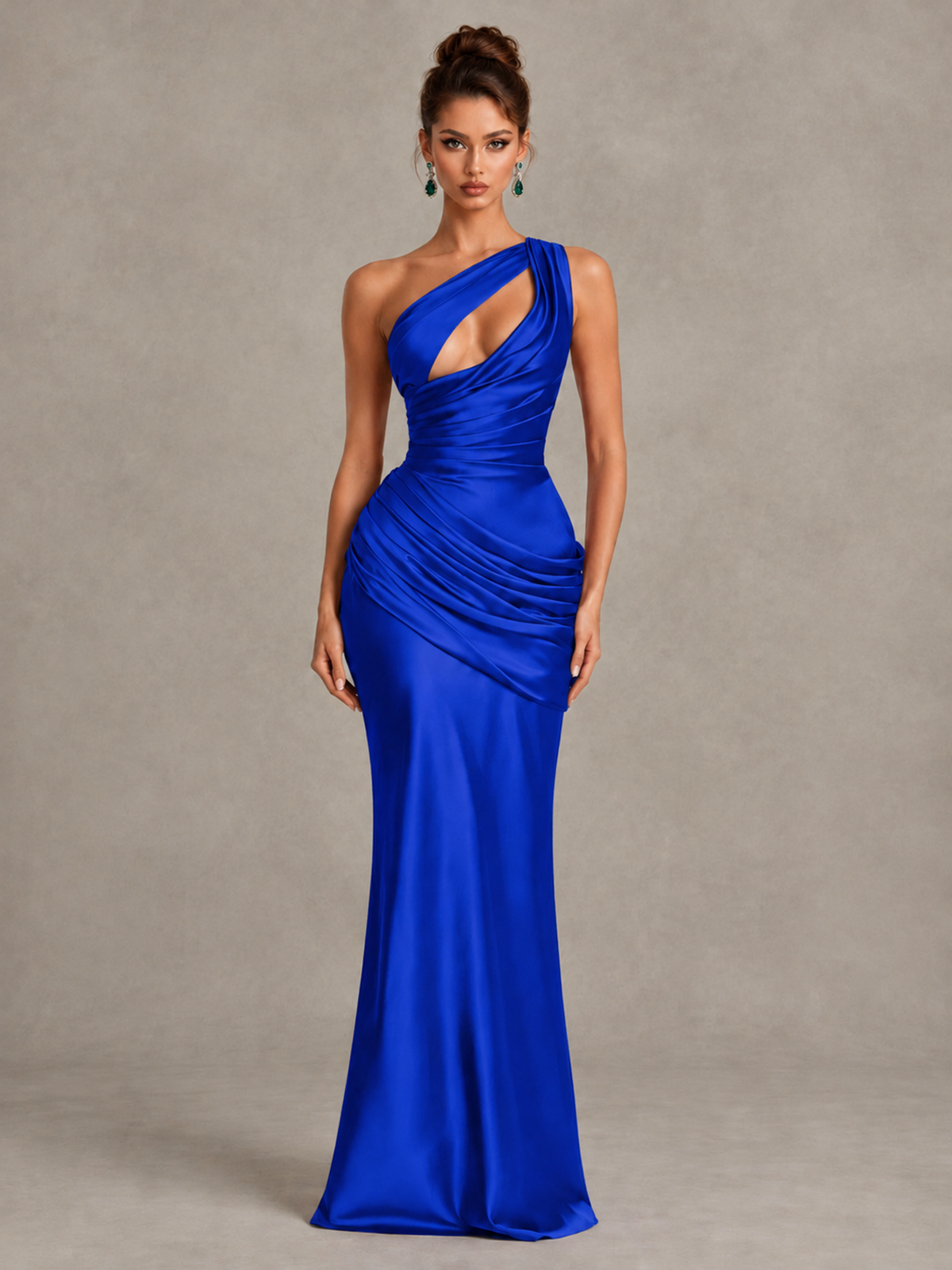 BOLODOO Royal Blue One-Shoulder Cutout Satin Mermaid Prom Dress - Royal Blue - Royal Blue_1