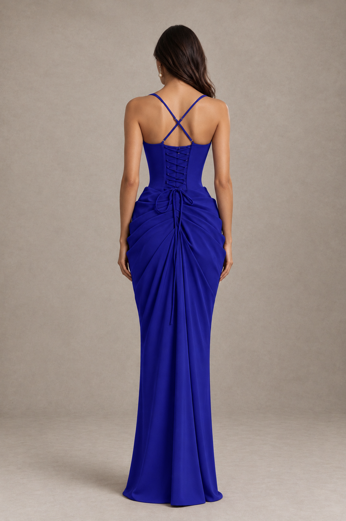 BOLODOO Royal Blue Sweetheart Ruched Lace-Up Back Evening Gown - Royal Blue - Royal_Blue_2