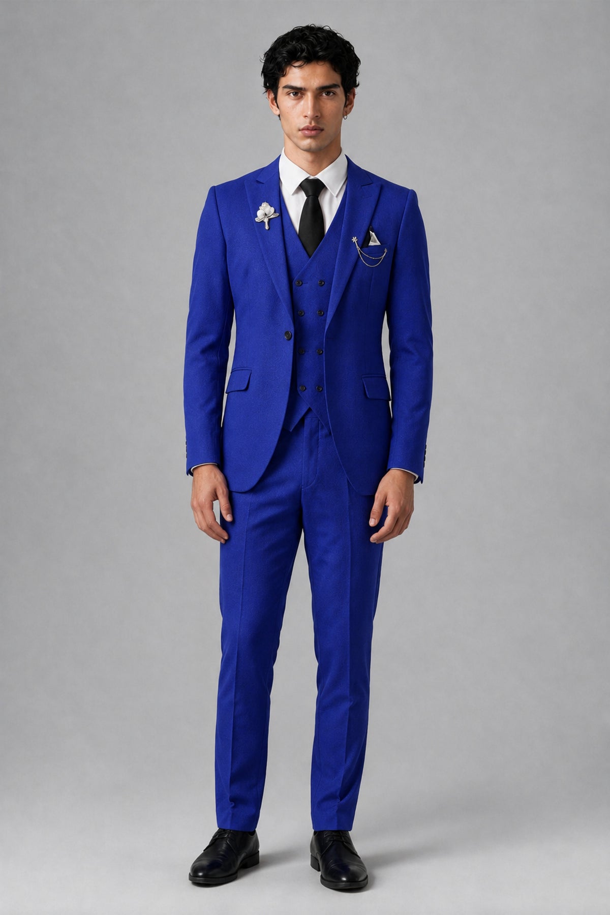 Bolodoo Men's Royal Blue 2-Piece Suit – Notch Lapel Jacket & Trousers - Royal Blue - Royal_Blue_2