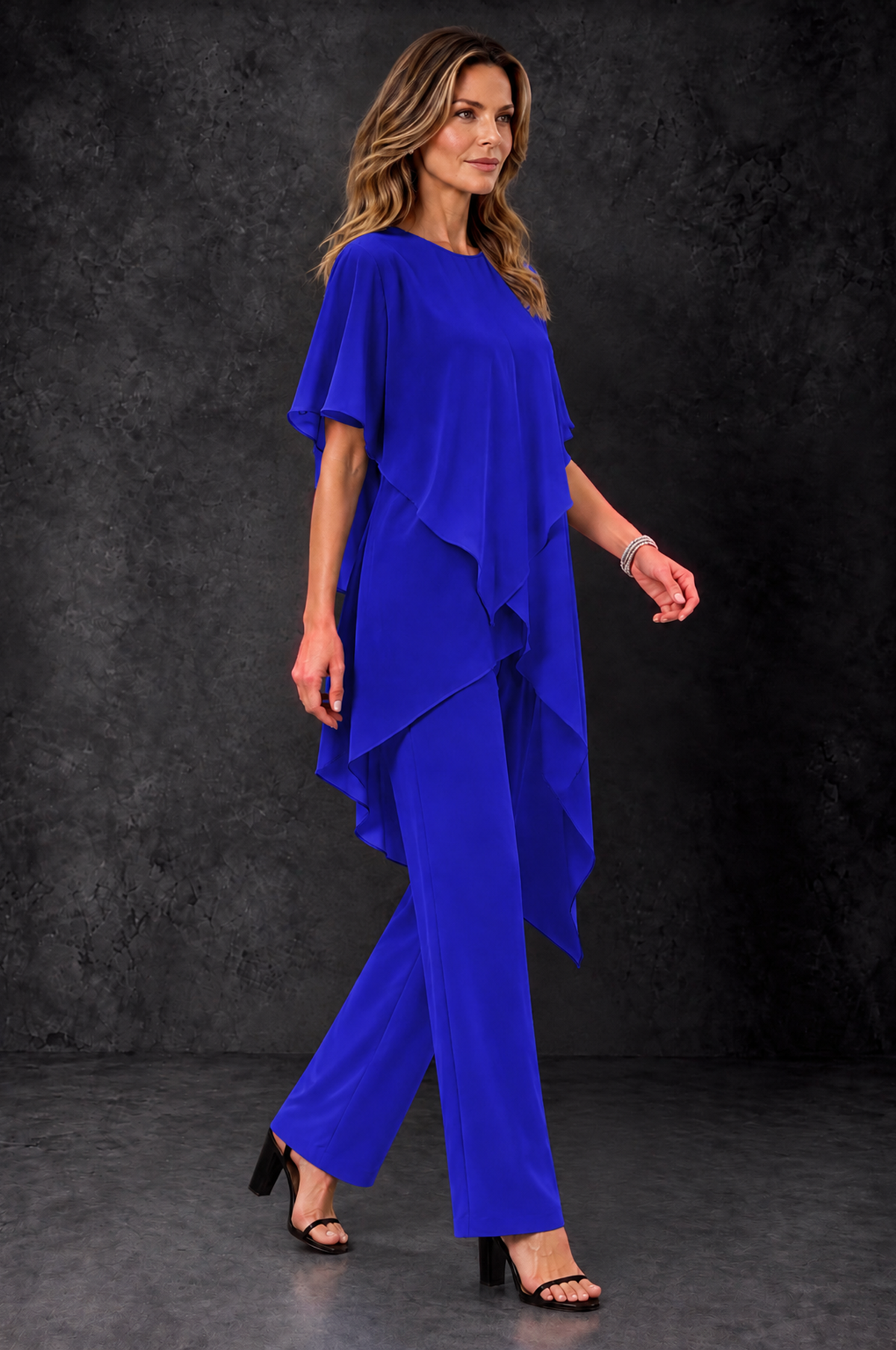 BOLODOO Royal Blue Chiffon Two Piece Mother of the Bride Pant Suit - Royal Blue - Royal_Blue_2