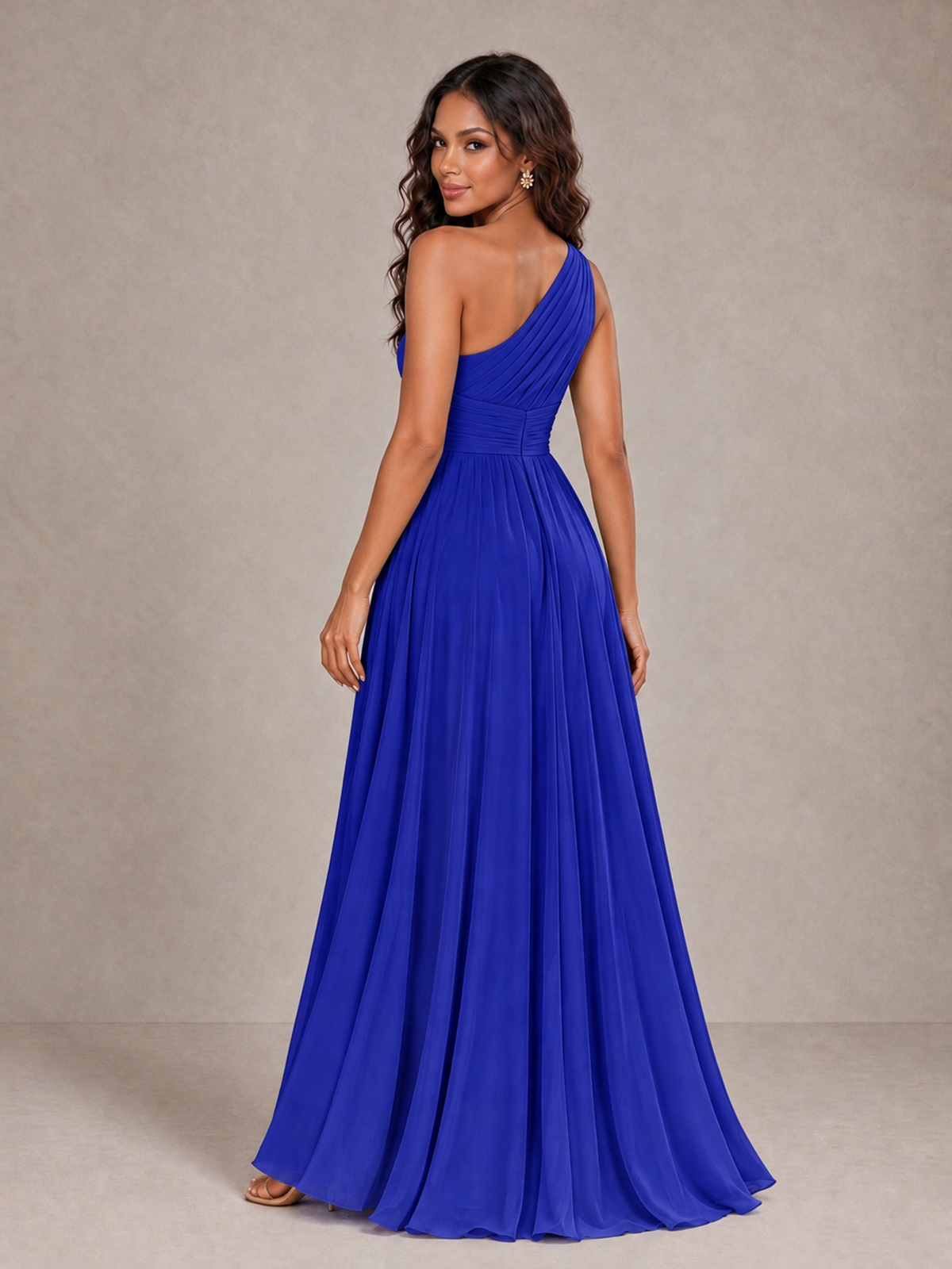BOLODOO Royal Blue One-Shoulder A-Line Bridesmaid Dress - Royal Blue - Royal Blue_2