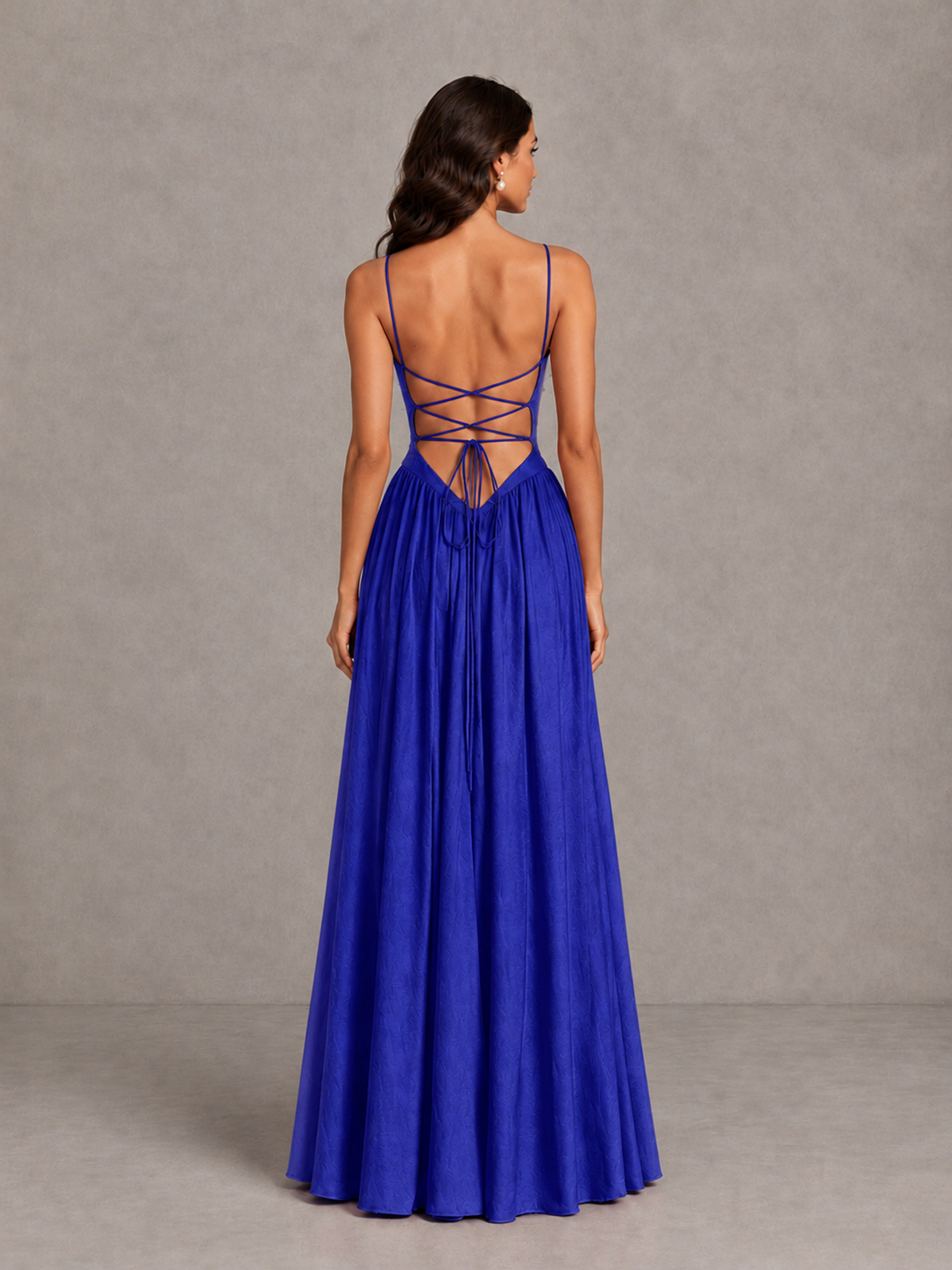 BOLODOO Royal Blue Lace-Up Back A-Line Bridesmaid Dress - Royal Blue - Royal Blue_2