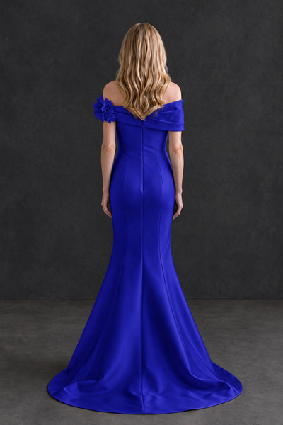 BOLODOO Royal Blue Off-Shoulder Floral Mermaid Mother of the Bride Dress - Royal Blue - Royal Blue_2