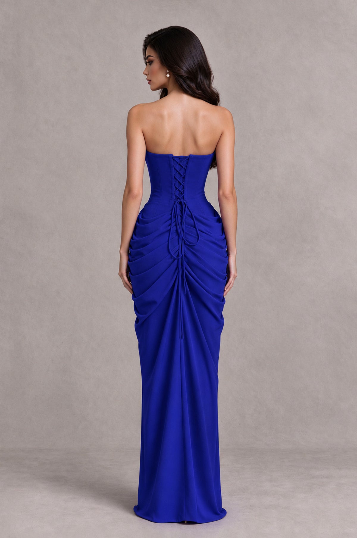BOLODOO Royal Blue Strapless Ruched Corset Evening Gown - Royal Blue - Royal Blue_2