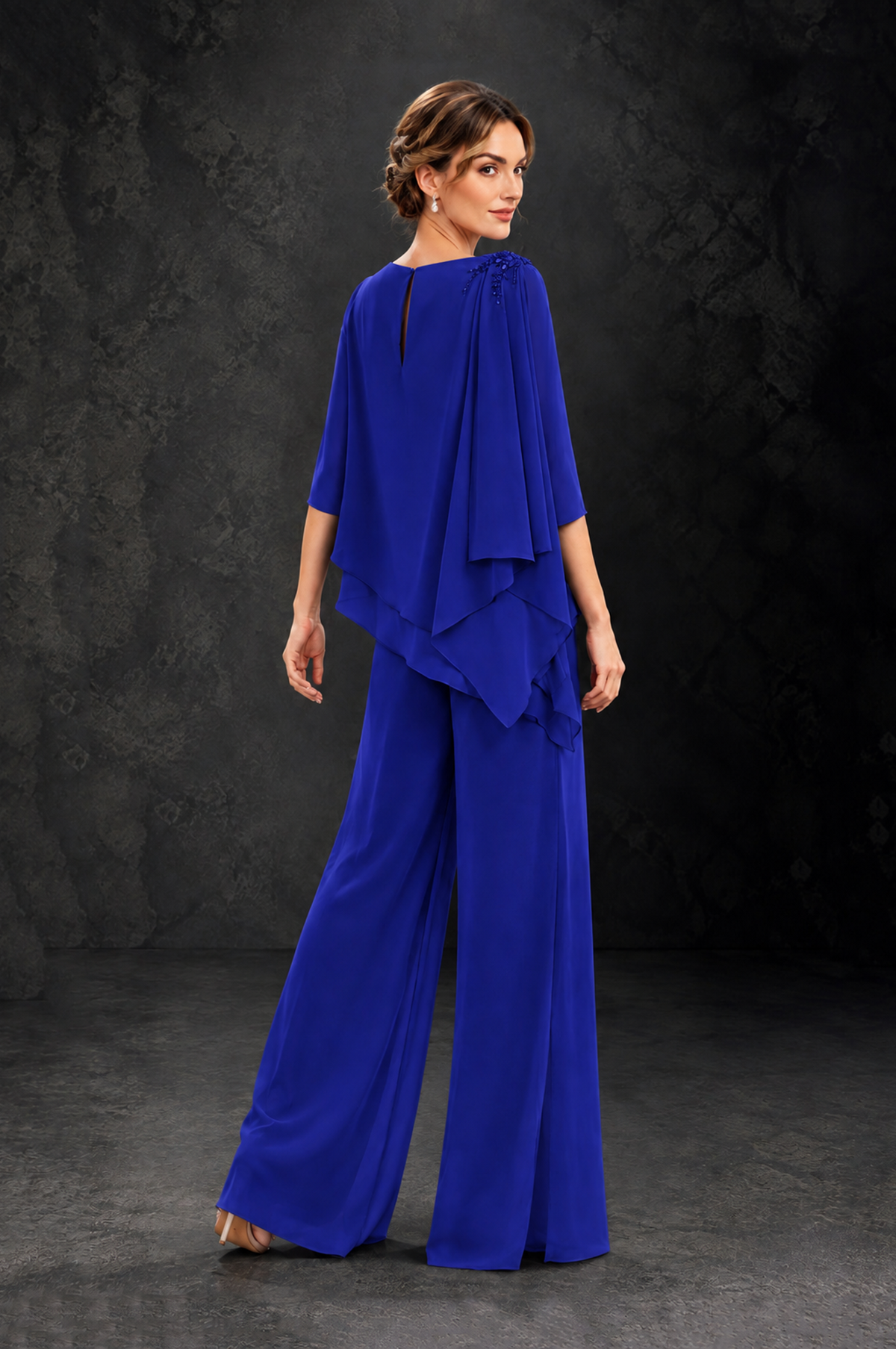 BOLODOO Royal Blue Layered Wide-Leg Mother of the Bride Pant Suit - Royal Blue - Royal Blue_2