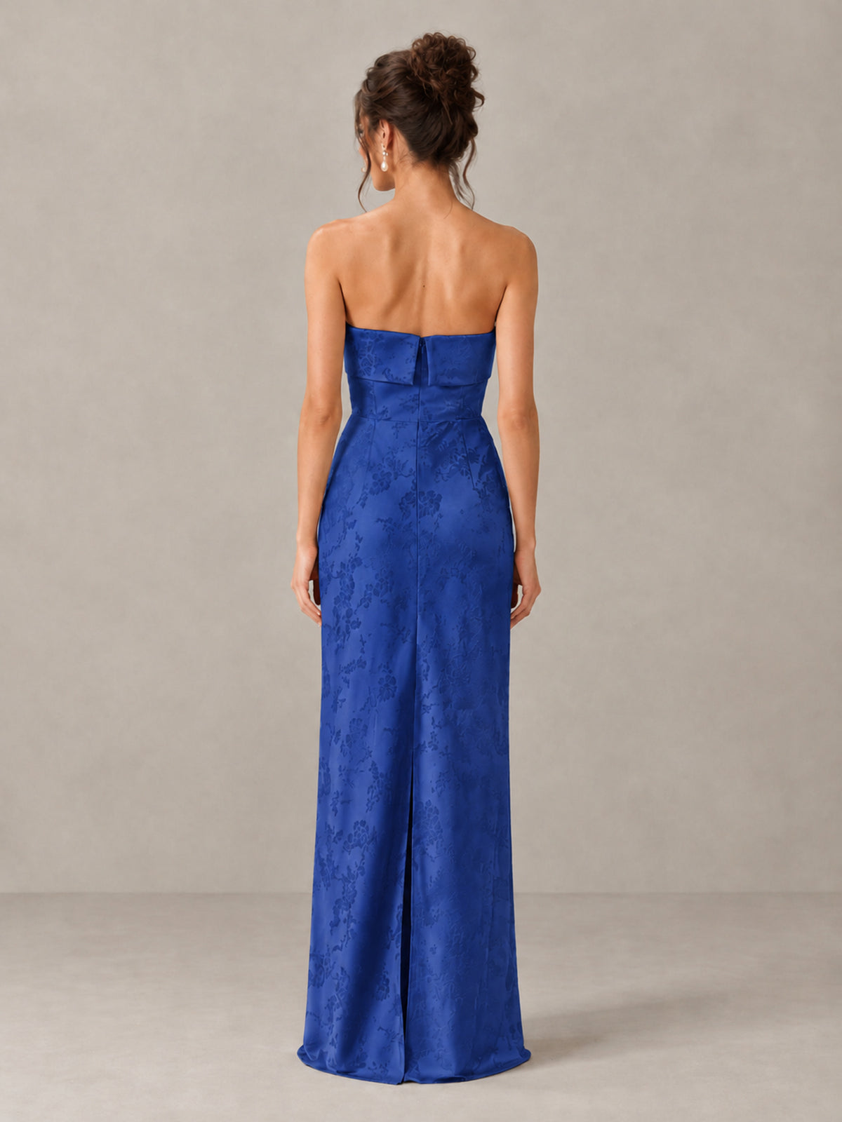 BOLODOO Royal Blue Strapless Floral Bridesmaid Dress - Royal Blue - Royal Blue_2