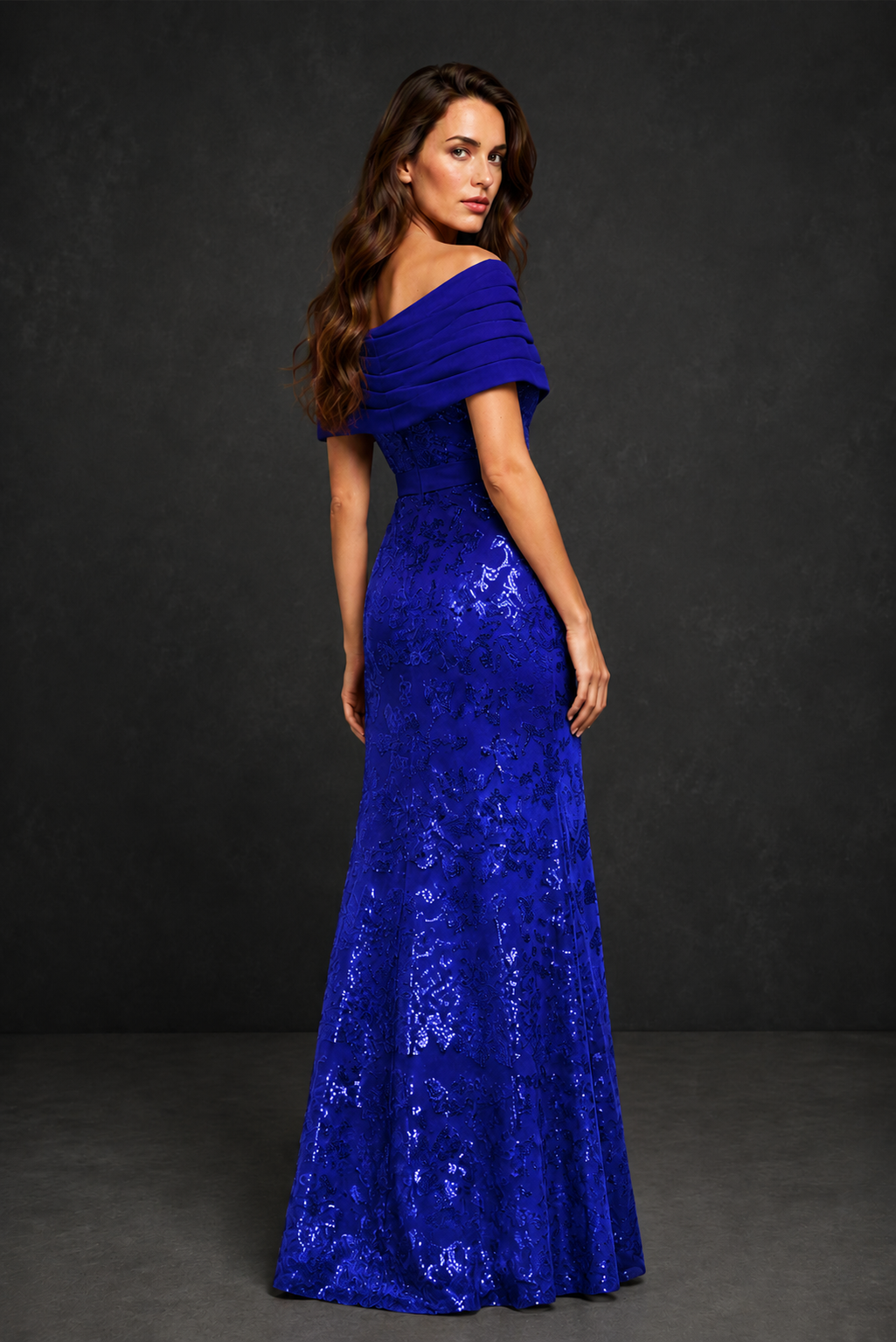 BOLODOO Royal Blue Off-Shoulder Sequin Lace Mermaid Evening Gown | Mother of the Bride Formal Dress - Royal Blue