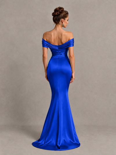 BOLODOO Royal Blue Off-Shoulder Satin Mermaid Prom Dress - Royal Blue - Royal Blue_2