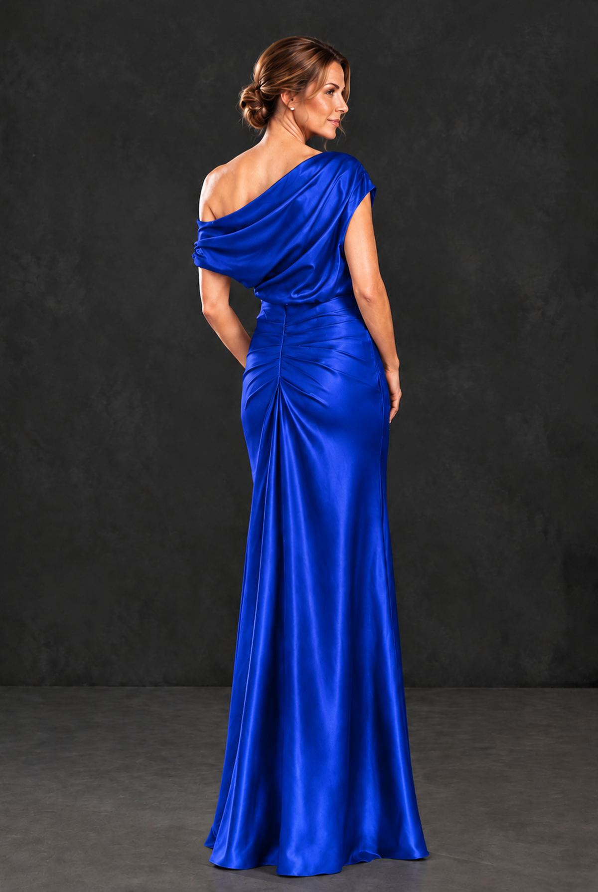 BOLODOO Royal Blue Asymmetric Ruched Mother of the Bride Dress - Royal Blue - Royal_Blue_2